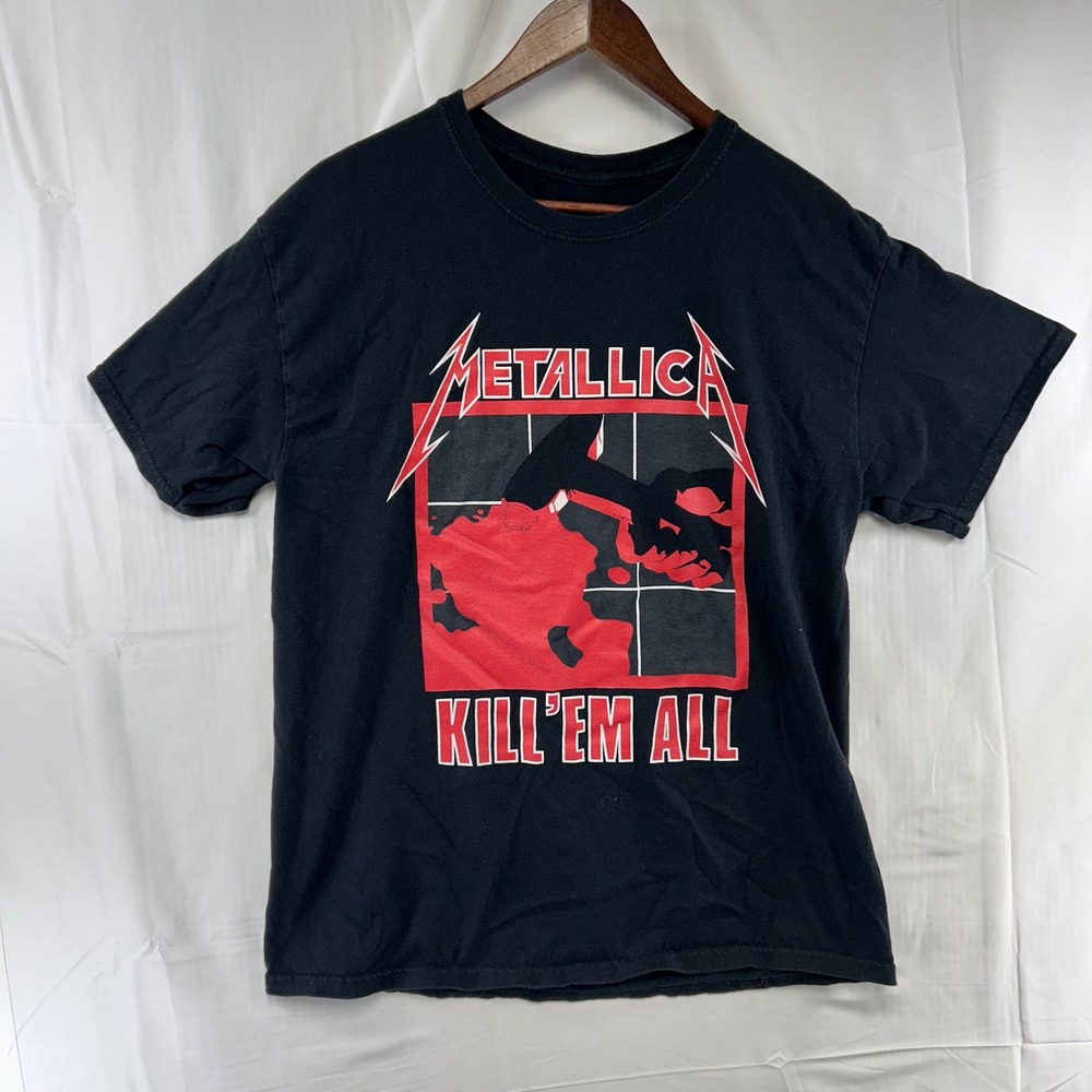 Metallica T-Shirt Mens L Black Kill 'Em All Graphic Electric Chair Back Print